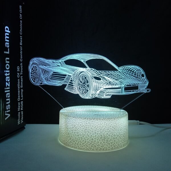 Car 3D Night Light Car Gift for Boys Sport Racing Car Illusion Lamp with Remote Control 16 Colors Changing Race car Driver Car Fan