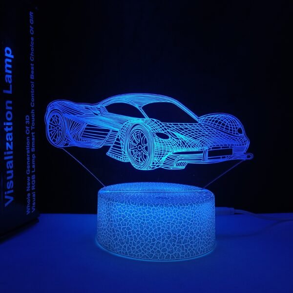 Car 3D Night Light Car Gift for Boys Sport Racing Car Illusion Lamp with Remote Control 16 Colors Changing Race car Driver Car Fan - Image 5