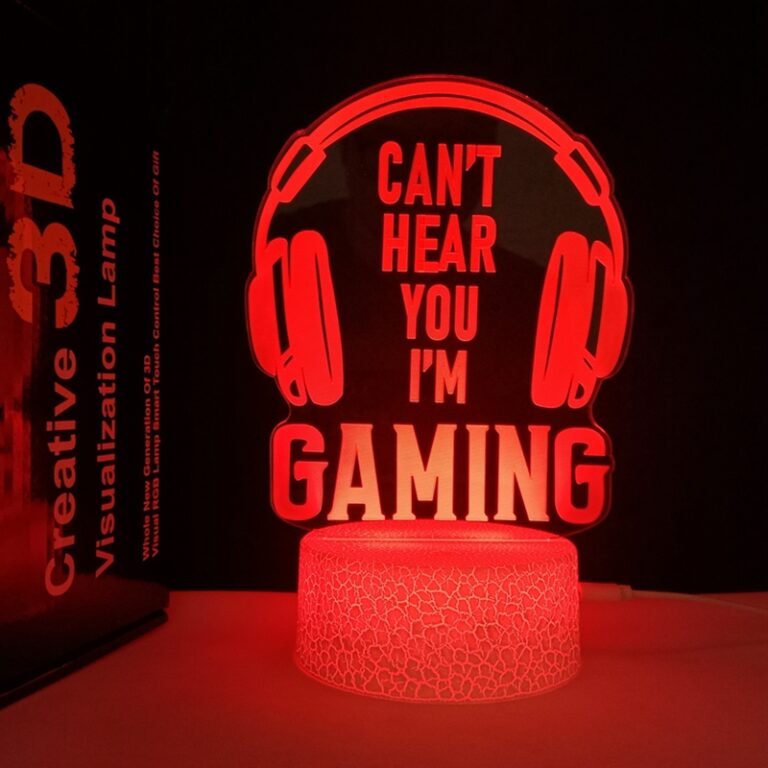 Gamer Night Light for Boys 3D Illusion Gamer Lamp Can’t Hear You I’m ...