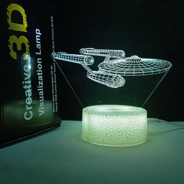 Crackle Base 3D Illusion Night Light Starships Interstellar remote control 16 Colors Change - Image 2