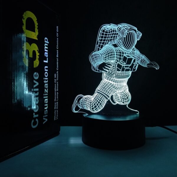 Spaceman 3D Night Light, Astronaut Rocket Optical Illusion Lamp Birthday Gift Idea for Outer Space Fan Xmas, Living Room Decor Night Light with 16 Colors Changing - Image 5